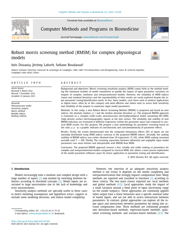 Robust Morris Screening Method for Models | PDF | Sensitivity Analysis ...