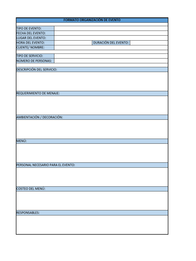 Formato para Planificación de Eventos | PDF | Negocios | Derecho