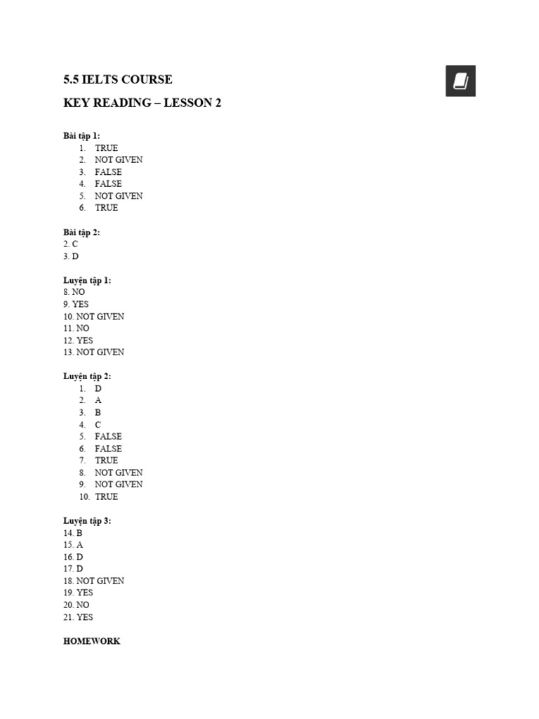 5.5 IELTS - Reading.Key 2.120 | PDF