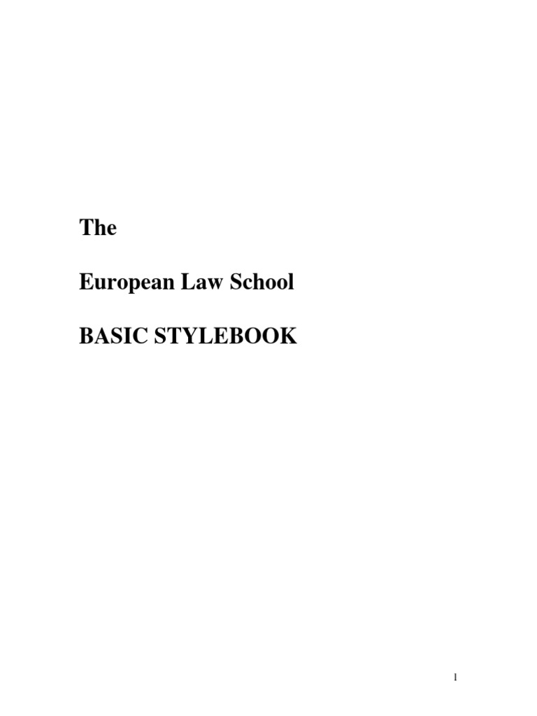 European Law School Stylebook Guide | PDF | Microsoft Office ...