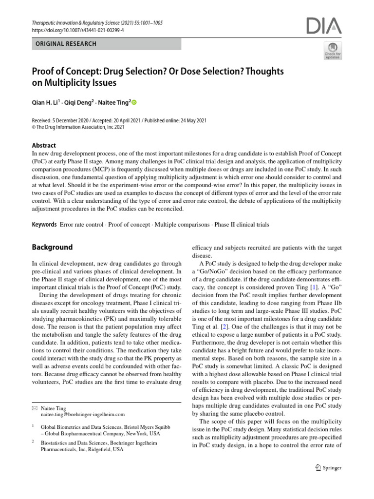 Poc Studies Pdf Phases Of Clinical Research Clinical Trial