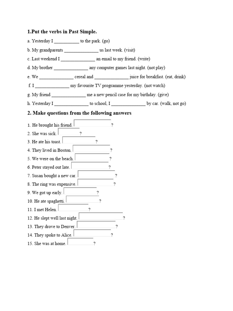 Past Simple Exercise | PDF