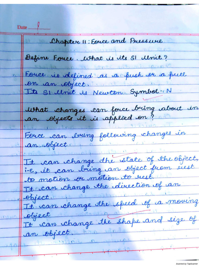 Force Pressure Class 8 PDF