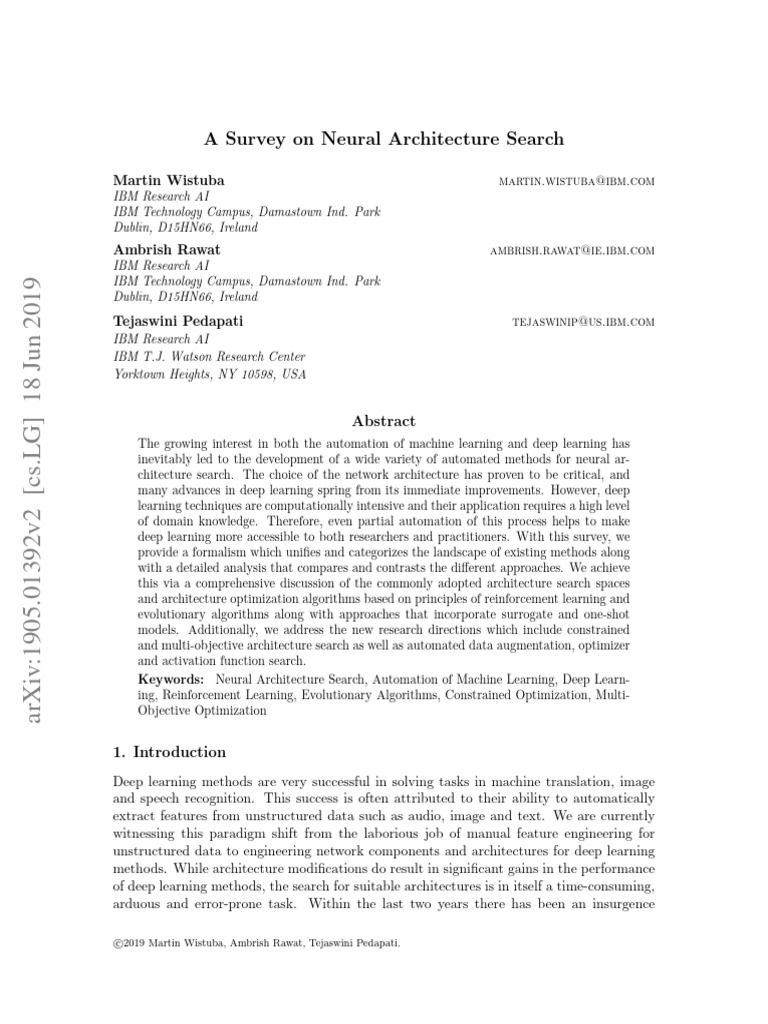 Survey on Neural Architecture Search | PDF | Deep Learning | Machine ...