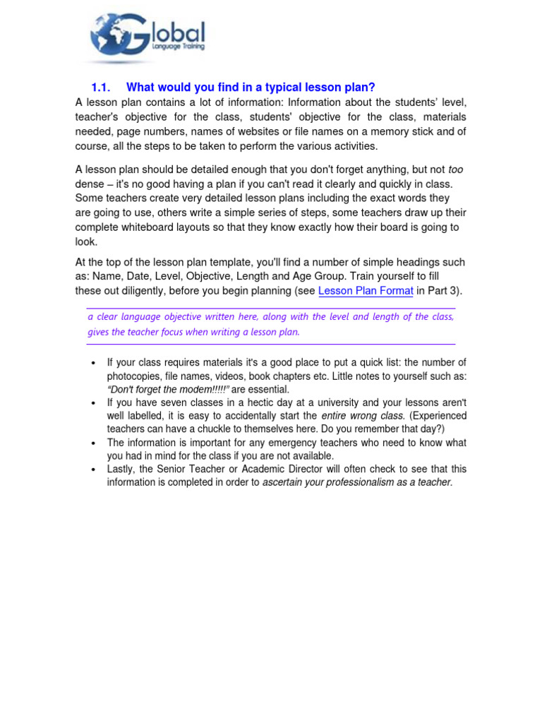 What Would You Find in A Typical Lesson Plan | PDF | Language Arts ...