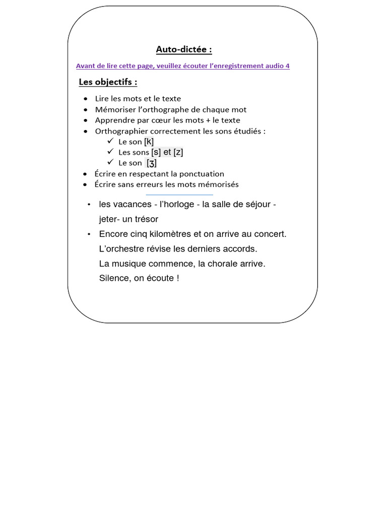 Objectifs de l'auto-dictée en classe | PDF | Arts du langage et ...