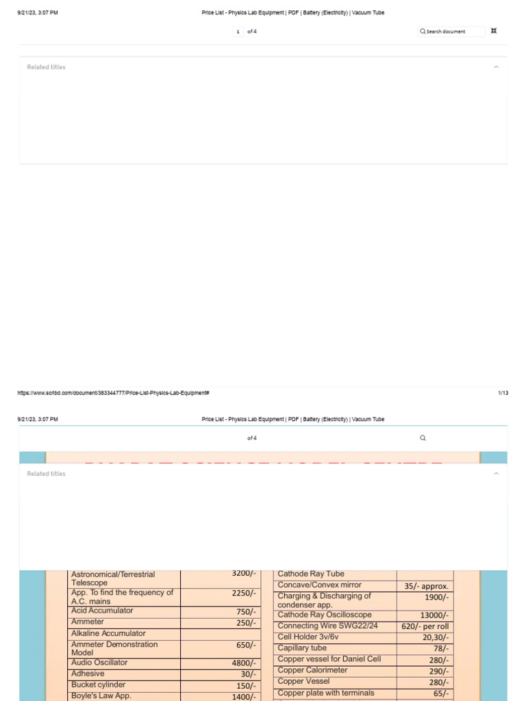 Physics Lab Equipment Price List PDF Battery (Electricity) Vacuum