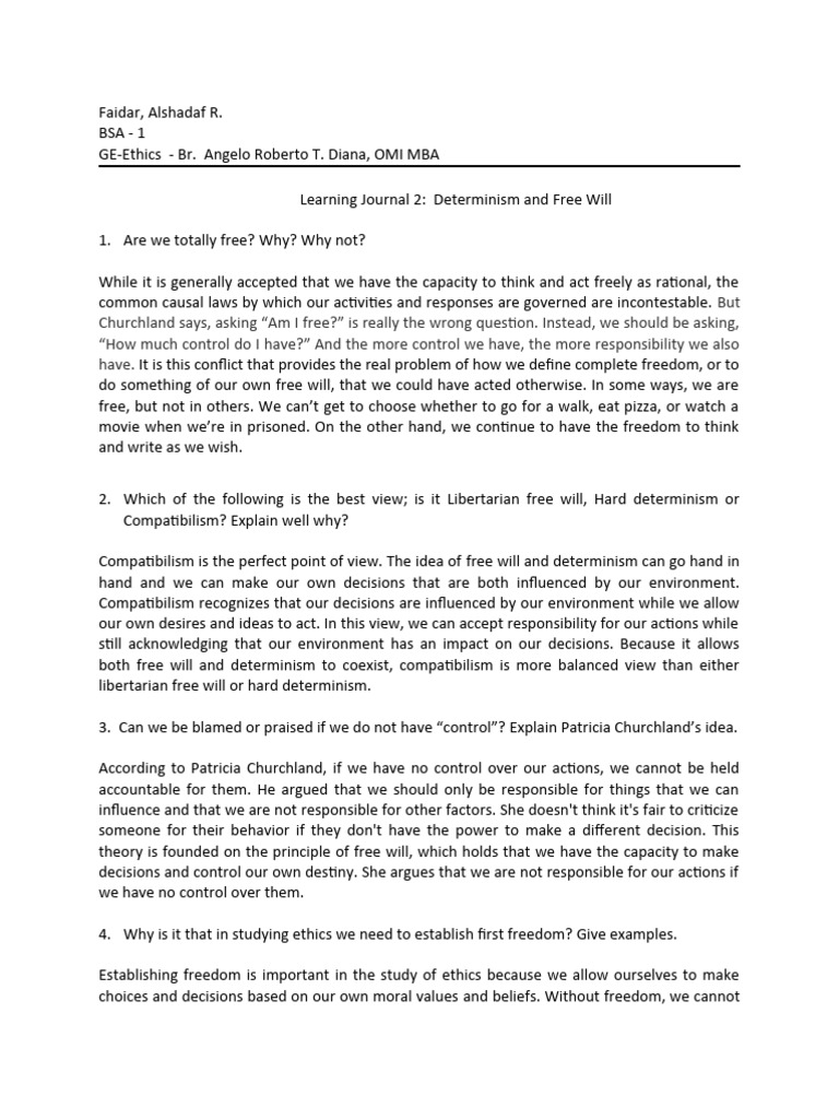 Learning journal 2 lesson 2 3 download free pdf free will