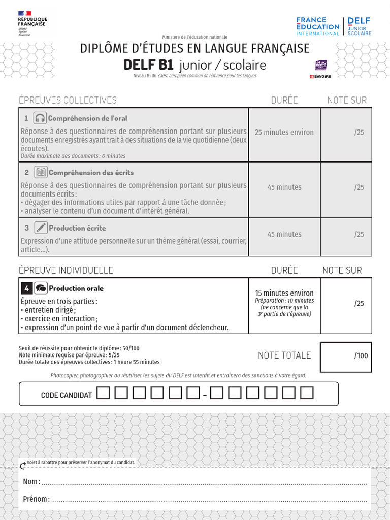 Guide DELF B1 : Épreuves et Évaluation | PDF