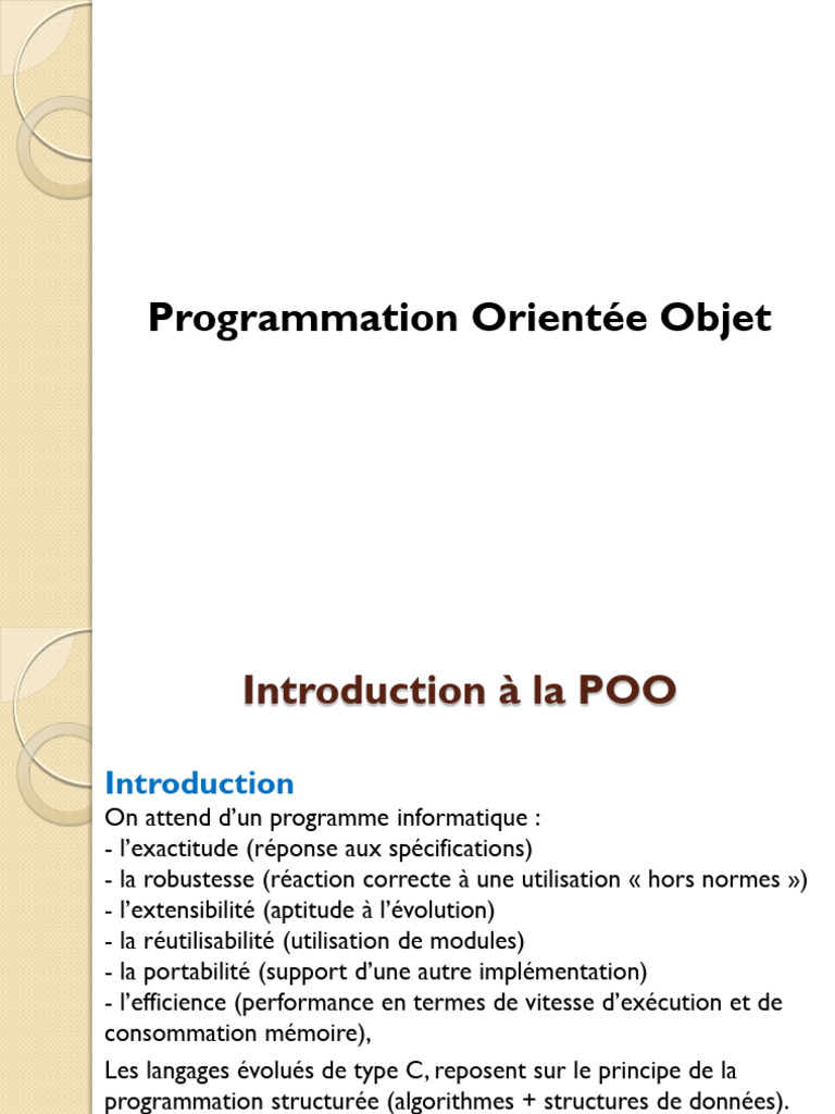 Cours LangageCpp POO | PDF | Programmation orientée objet | Langage de ...