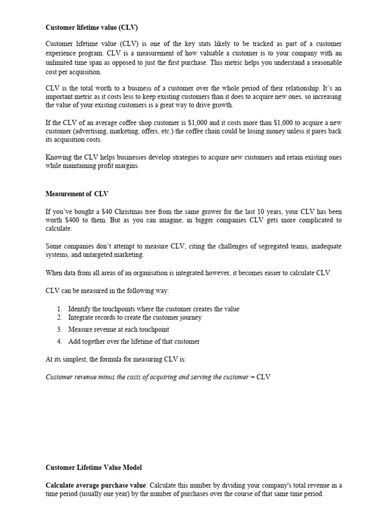 Calculating Customer Lifetime Value | PDF | Financial Markets ...