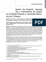 Recomendación de Experto: Apneas Respiratorias y Parámetros de Sueño en El Recién Nacido y Lactantes Meno-Res de 3 Meses