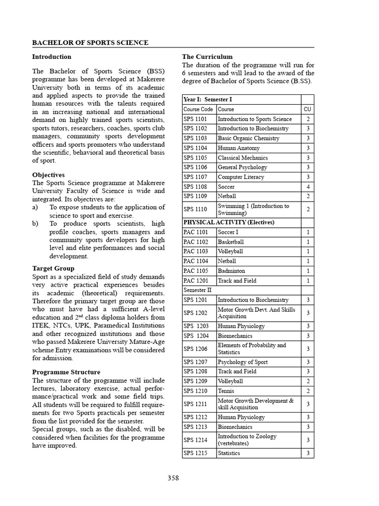Bachelor of Sports Science Overview | PDF | Botany | Science