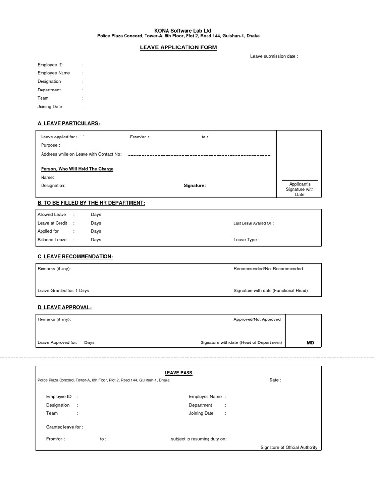 Manual Leave Form PDF