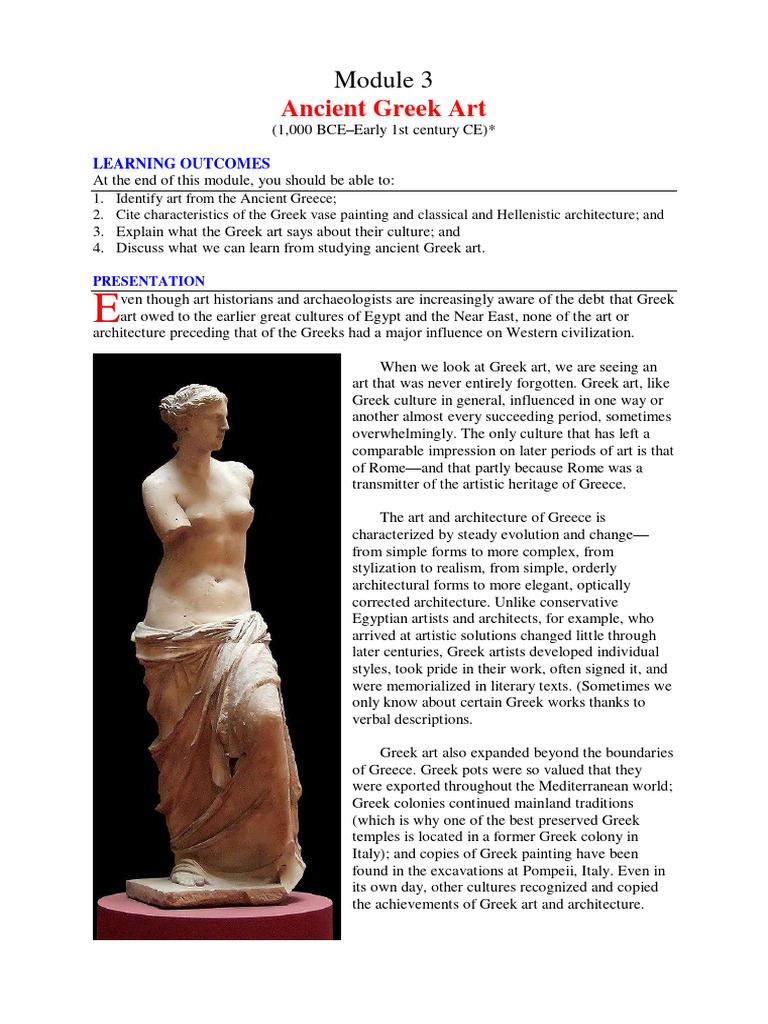 Module 3. Ancient Greek Art | PDF | Anno Domini | Sculpture