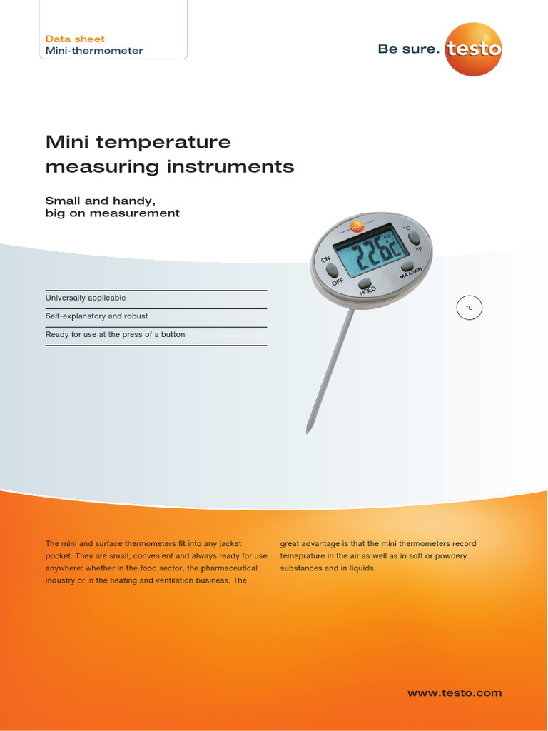 Manual TESTO Digital Probe Thermometer PDF