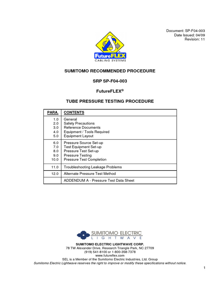 SRP 003x PRESSURE TEST PROCEDURE | PDF | Valve | Leak