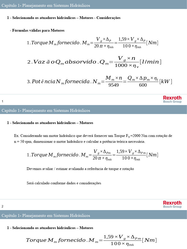 Seleção de Motores Hidráulicos | PDF | Engenharia Mecânica | Mecânica ...