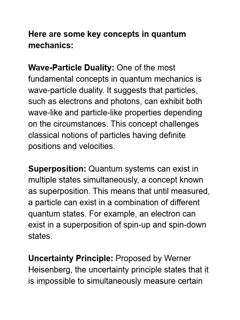 Key Concepts in Quantum Mechanics | PDF | Quantum Mechanics | Wave Function