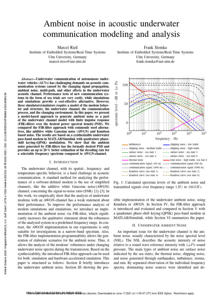 Modeling Ambient Noise in Underwater Communication | PDF | Spectral ...