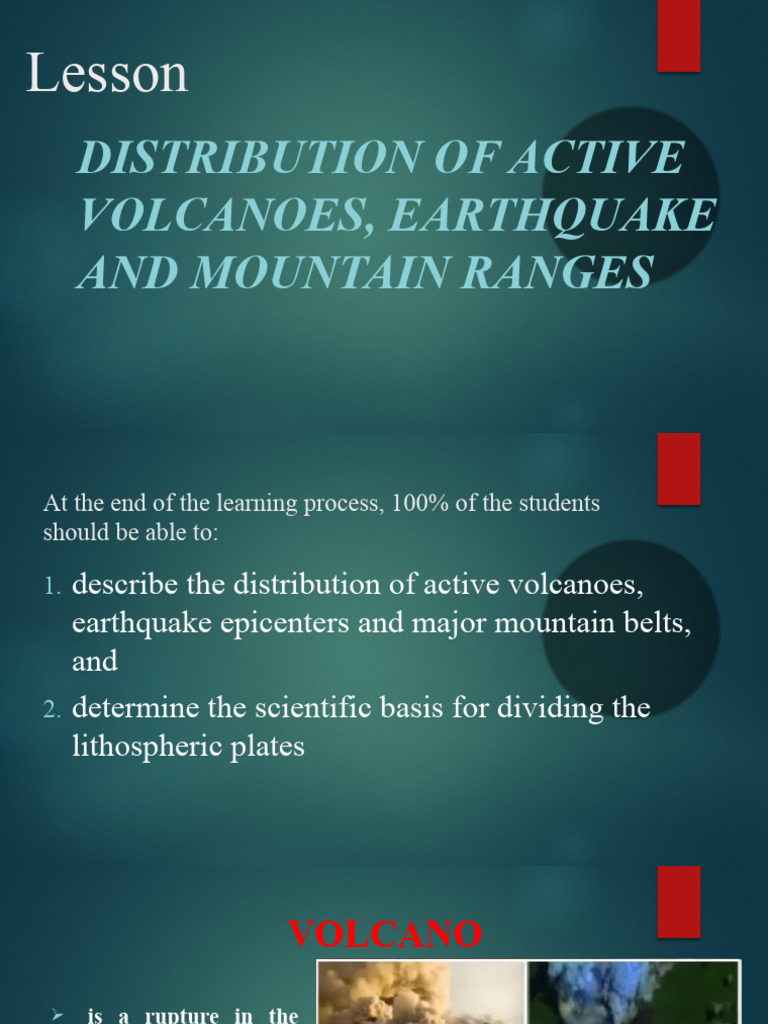 Distribution of Earthquake Active Volcanoes and Mountain Ranges | PDF