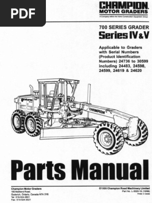 Champion - Greder - 700 - Seri4 - 5 - Parts Manual | PDF