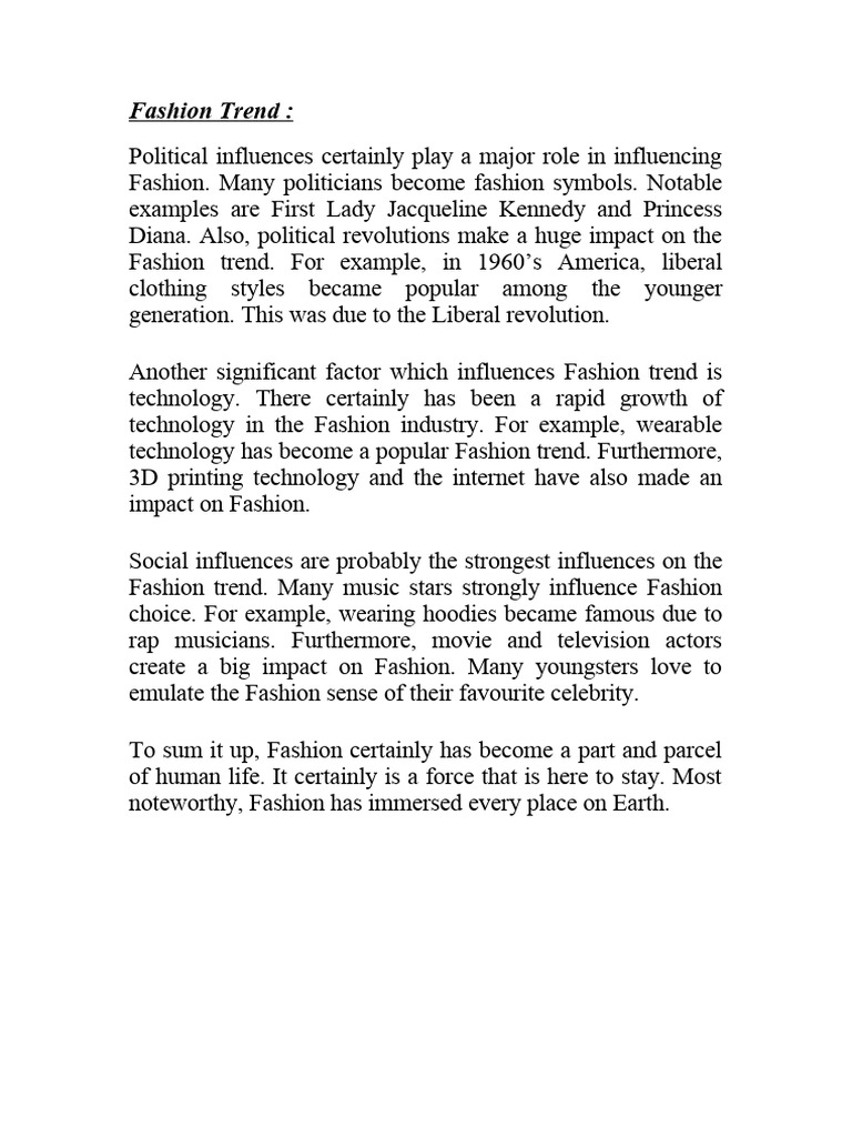 Influences on Fashion Trends Explained | PDF | Social Science