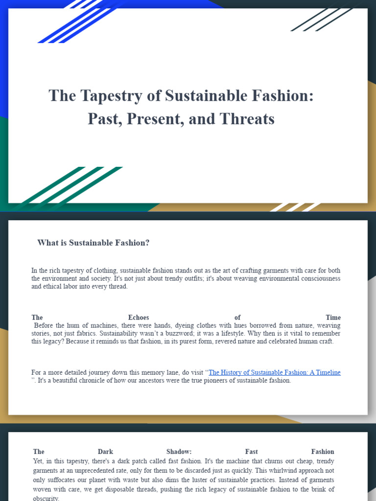 The Tapestry of Sustainable Fashion Past, Present, and Threats PDF