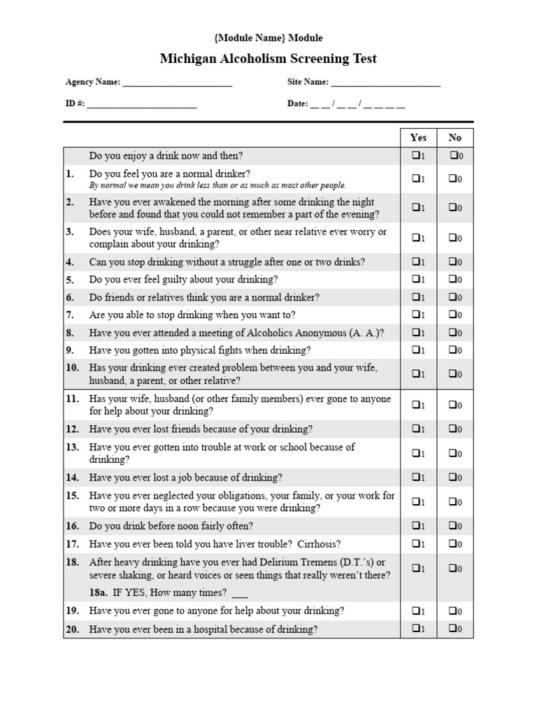 Michigan Alcoholism Screening Test 156 PDF