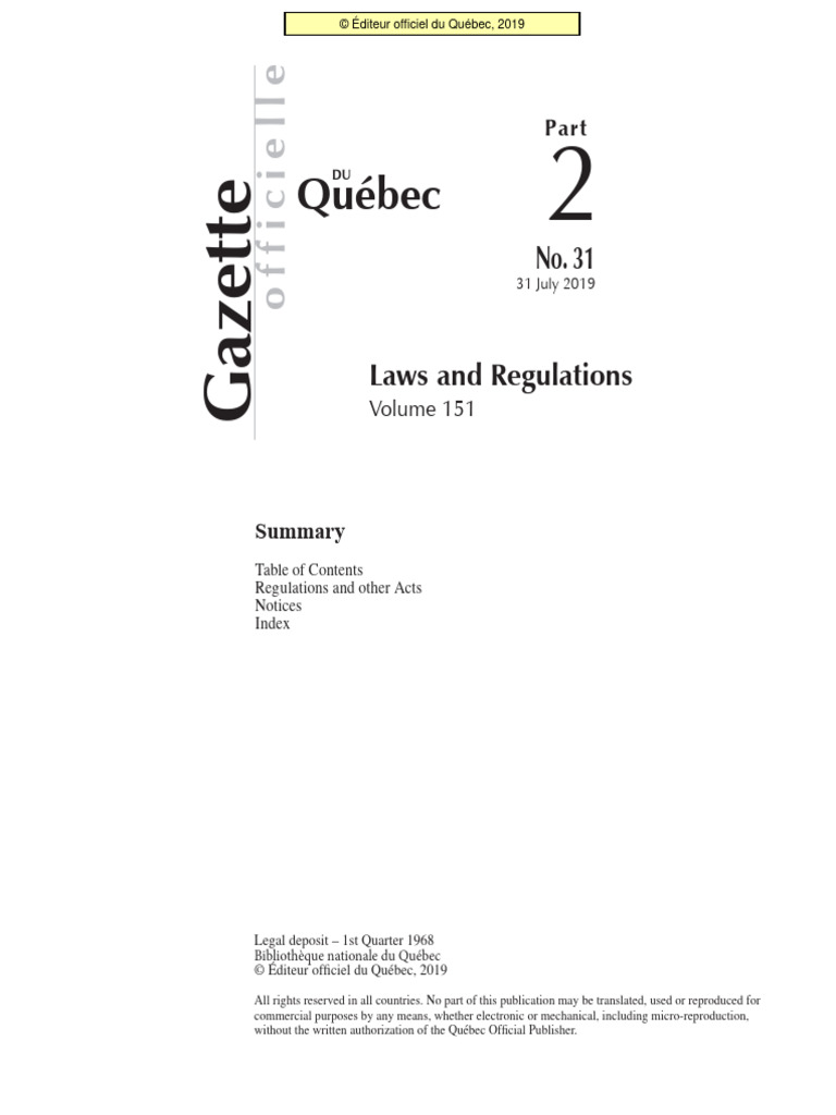 Québec Laws and Regulations PDF
