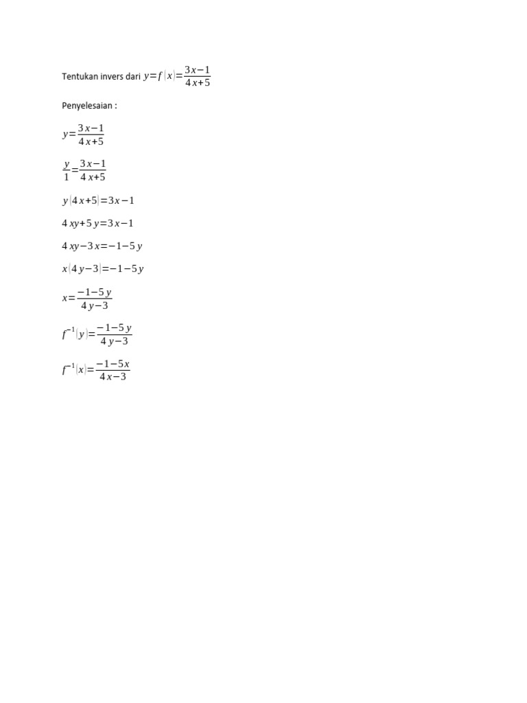 Contoh Fungsi Invers | PDF