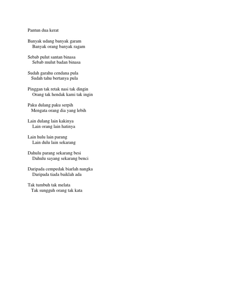 Pantun Dua Kerat Pdf
