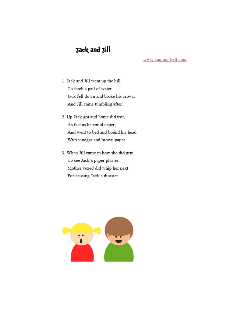 Jack and Jill Printable Lyrics | PDF
