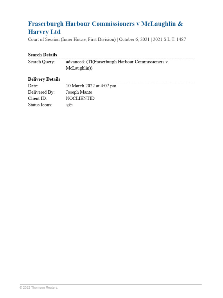 Fraserburgh Harbour Commissioners V McLaughlin and Harvey LTD PDF