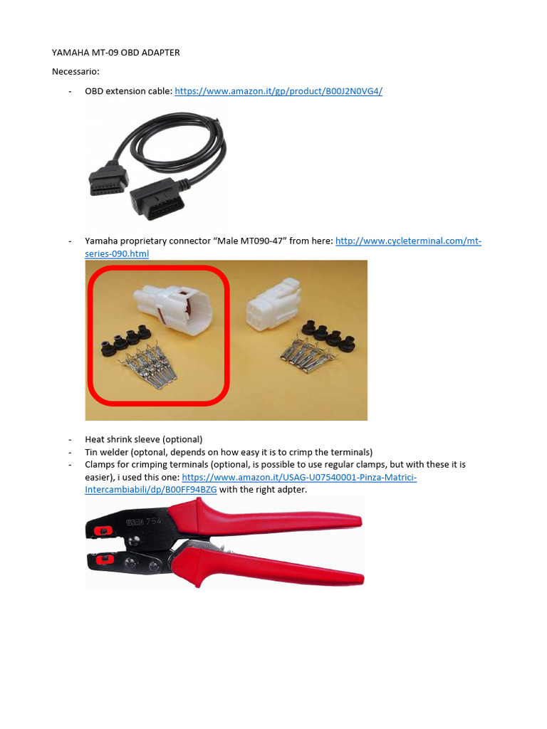 Adapter Obd Yamaha MT09 | PDF | Electrical Connector | Electronics