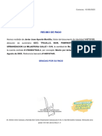 Recibo de Pago: URBANIZACION LA MILAGROSA CALLE 1 S/N, La Cantidad de Bs. 121,46 Correspondiente A