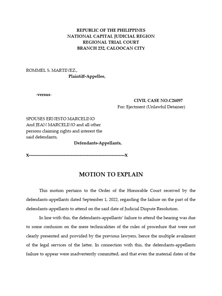 Motion To Explain | PDF | Politics | Law