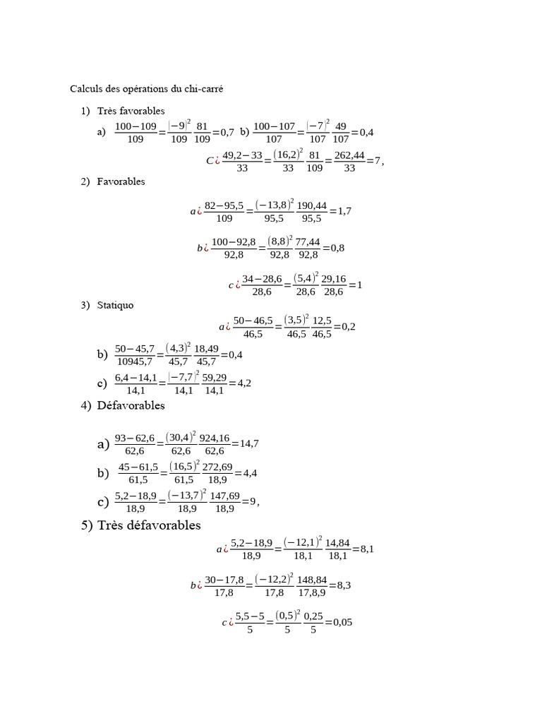 Calculs Des Opérations Du Chi | PDF