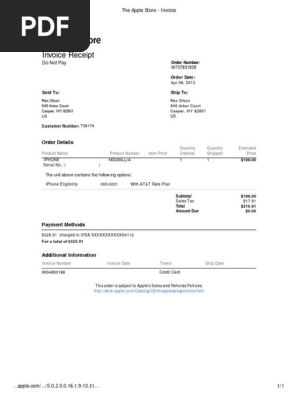 The Apple Store - Invoice