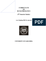 Curriculum OF Bs Mathematics (5 Semester Intake) : W.E.F. Spring 2023 & Onward
