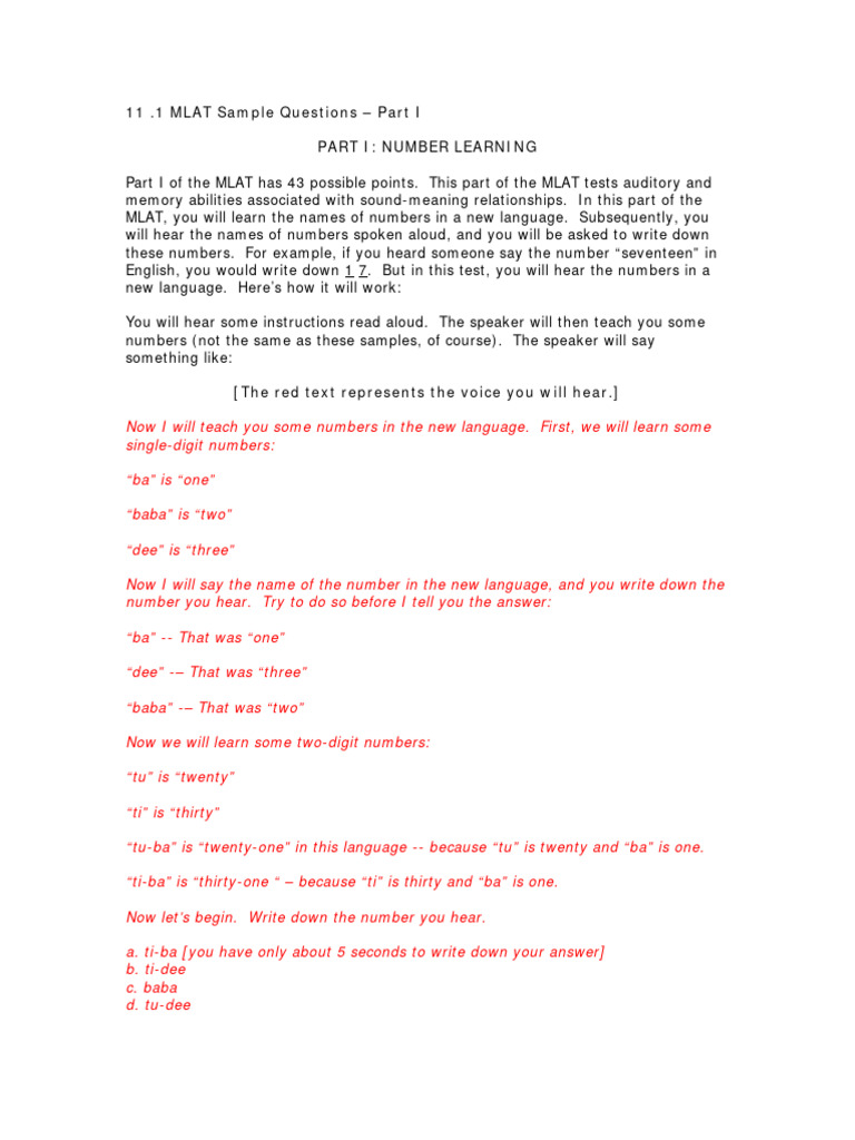 MLAT Sample Items PDF