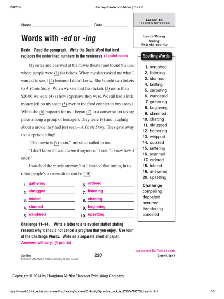 Lesson 16 Spelling Model Answer PDF