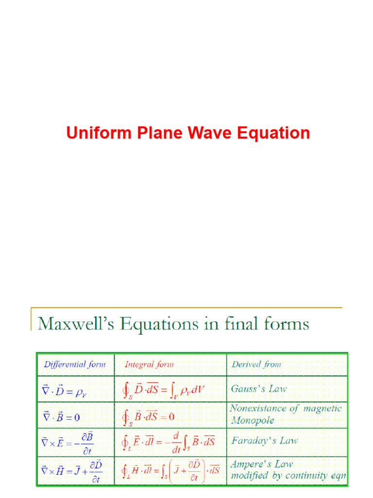 Uniform Plane Wave Equation1 PDF
