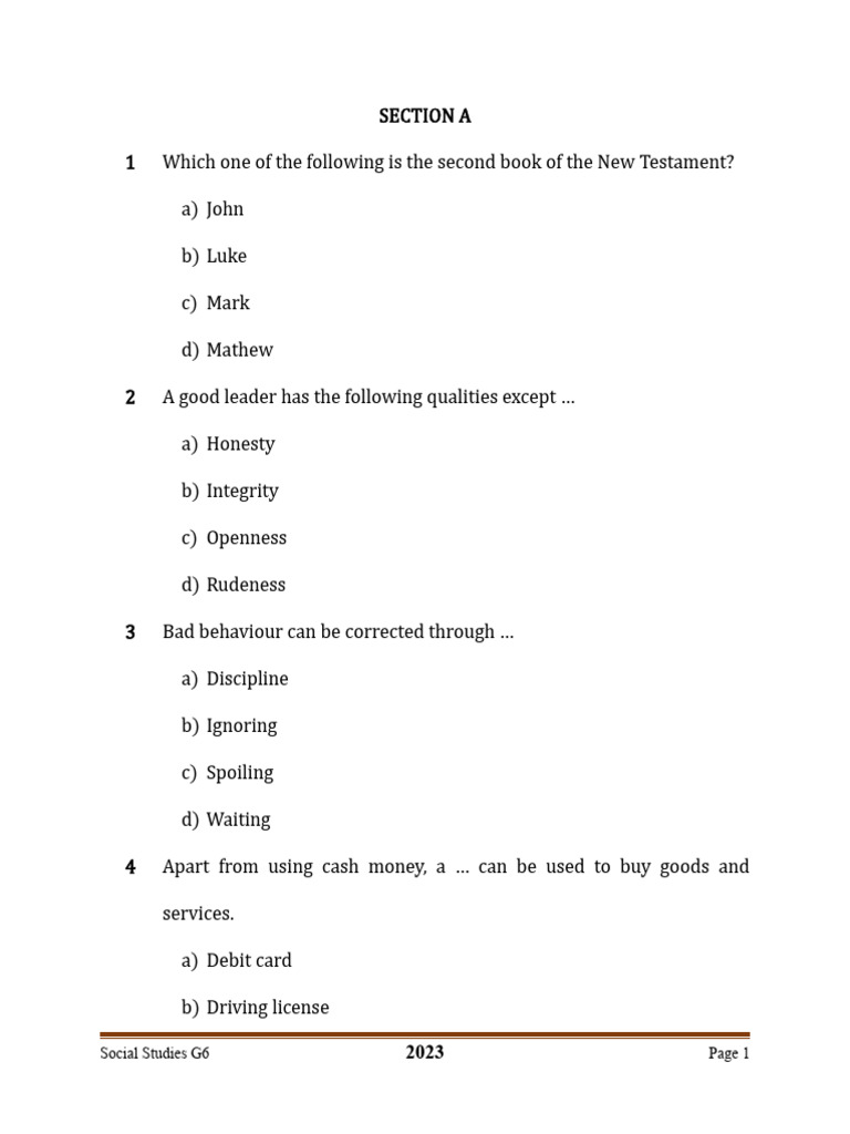 6 Social Studies Download Free PDF Zambia