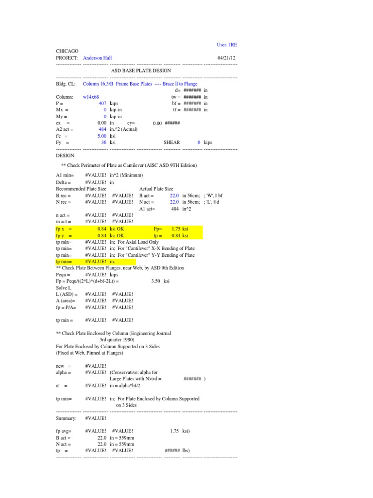 Base Plate ASD | PDF | Structural Engineering | Civil Engineering