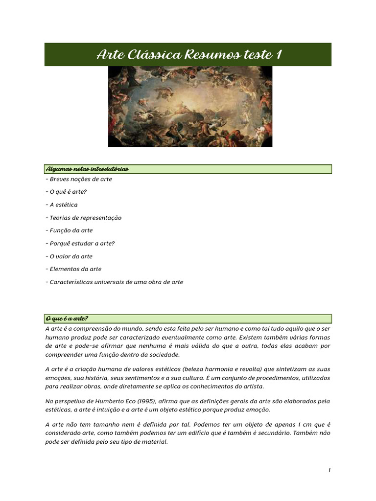 Características da Arte Clássica | PDF | Filosofia