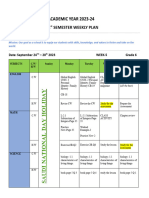 1 Semester Weekly Plan: Date: September 24 - 28 2023 Week-5 Grade 6