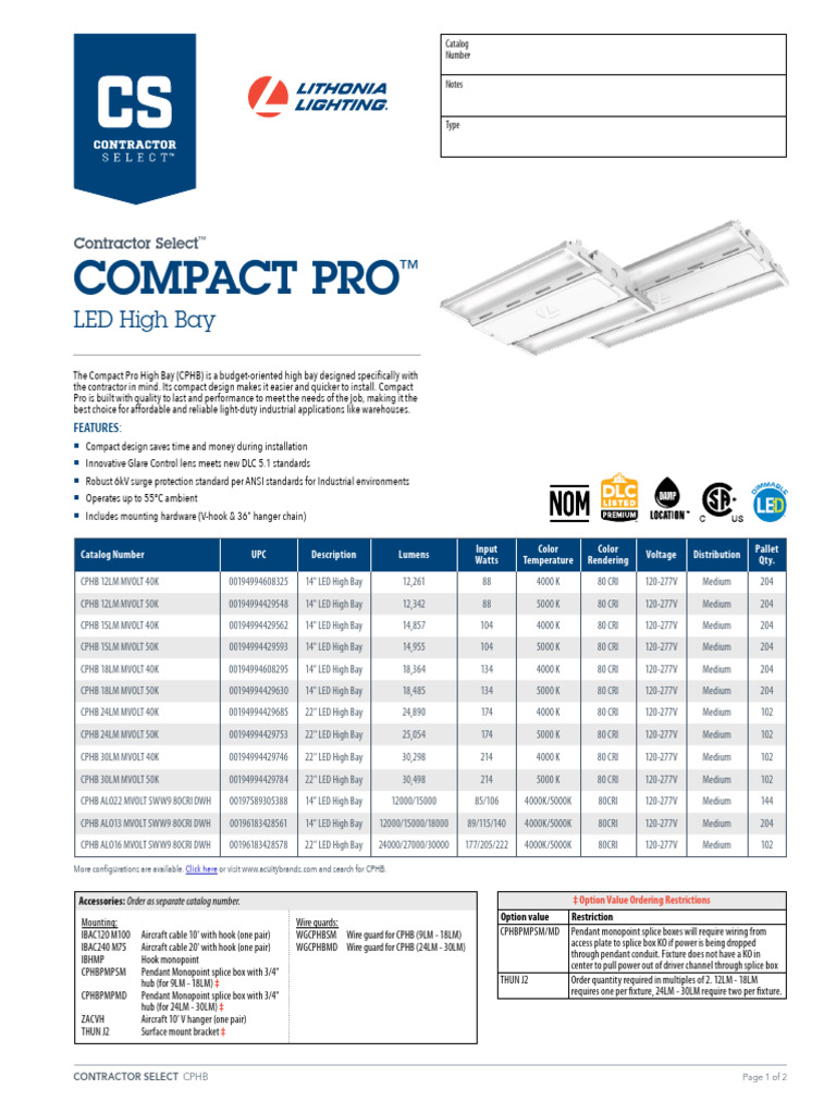 Contractor Select CPHB | PDF | Light Emitting Diode | Engineering Tolerance
