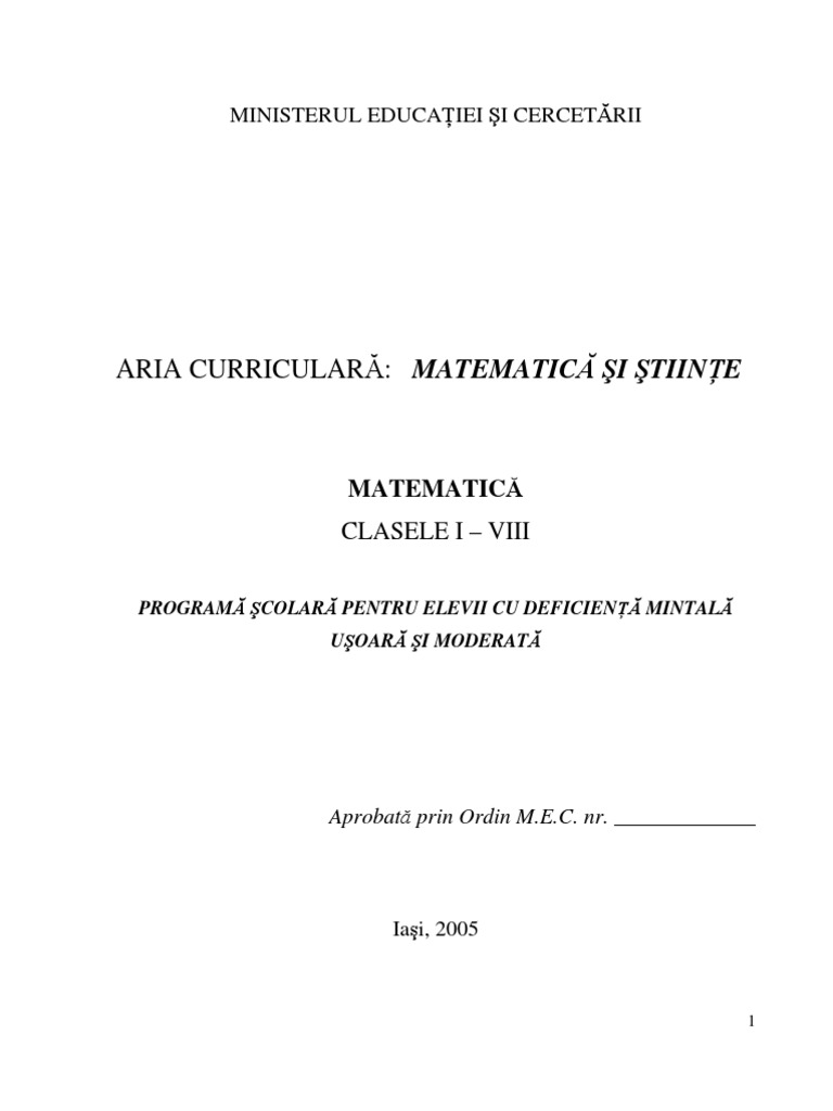 Programa Scolara Pentru Dmu Si DMM | PDF