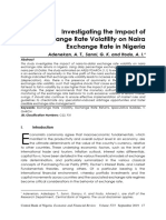 Efr Vol. 57, No. 3 September 2019 Investigating The Impact Ofexchange Rate Volatility On Nairaexchange Rate in Nigeria